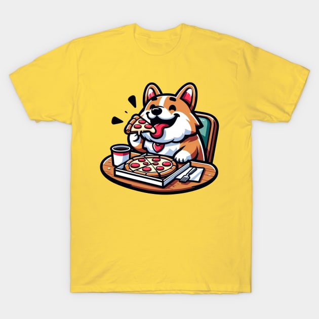 corgi eating pizza T-Shirt by Ferdi Everywhere